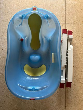 Bañera bebé azul con soporte