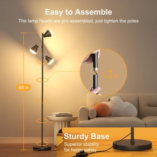 Lampada da Terra LED 36W Moderna Nera IE035
