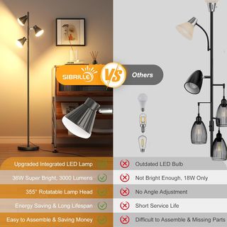 Lampada da Terra LED 36W Moderna Nera IE035