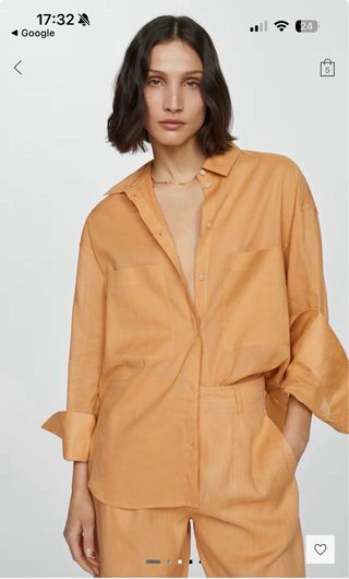 Camisa Mango S Algodón Ramio