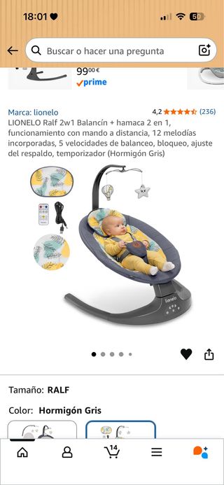 Hamaca y balancín para bebé