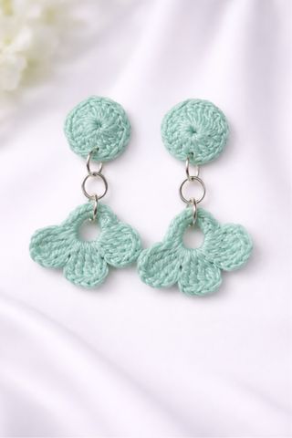 Pendientes Crochet Flor Mint y Plata