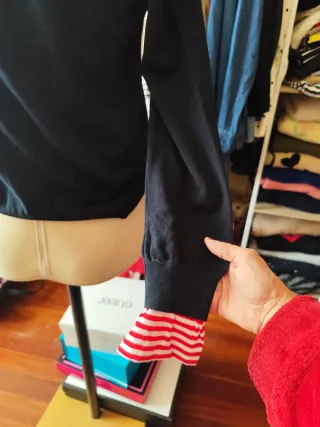 Jersey negro efecto camisa talla única