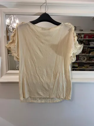 Camiseta Zara Mantequilla Encaje Talla Única