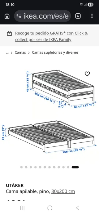 2 Camas plegables ikea con colchones todo junto