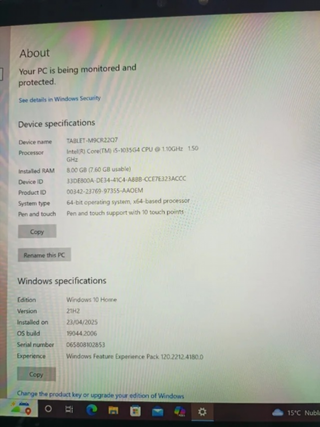 Surface Pro 7 Plata 128GB i5 8GB RAM