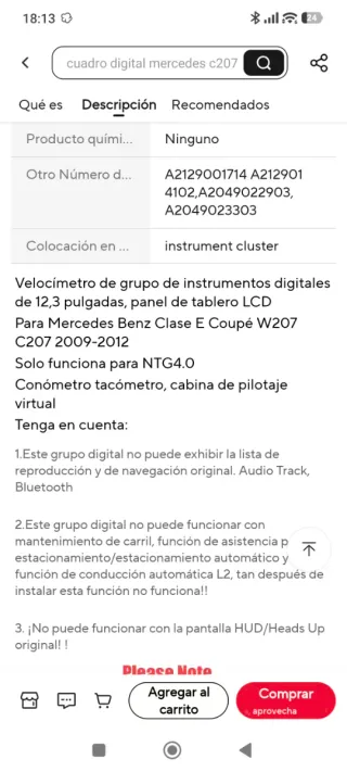 Cuadro Instrumentos Digital Mercedes Benz