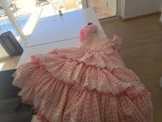 Vestido Rociero Rosa y Verde