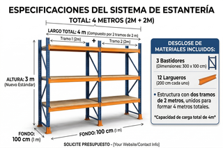 Estantería Industrial 4m x 3m x 1m