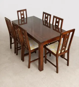 Mesa Banak con cristal y 6 sillas