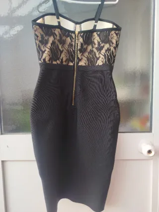 Vestido corto licra negro con cordones