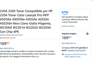 Set 4 Toner HP 220A W2200A-W2203A con Chip