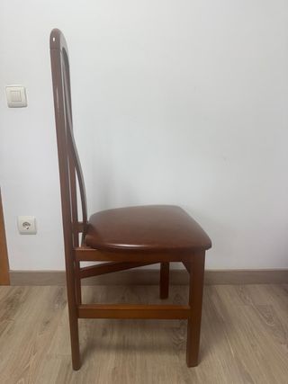 Set 4 Sillas Comedor Madera y Piel