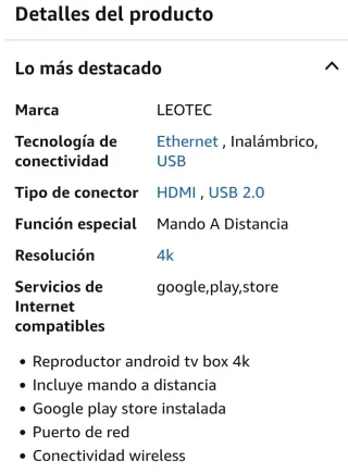 Box Smart TV LEOTEC Q4K18 PLUS (Android - 4K Ultra