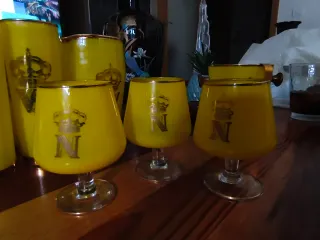 Set Bar Vintage Opalina y Oro - Años 60 (NUEVO)