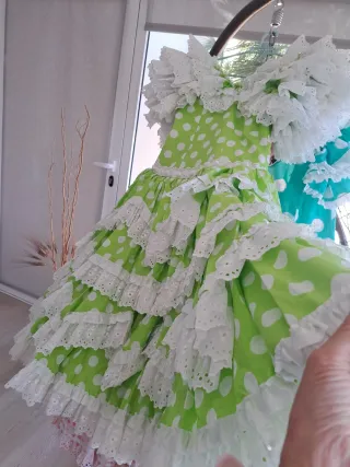Vestido Rociero Verde y blanco