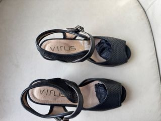 Sandalias Tacón Piel Negro 10cm