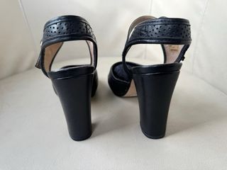 Sandalias Tacón Piel Negro 10cm