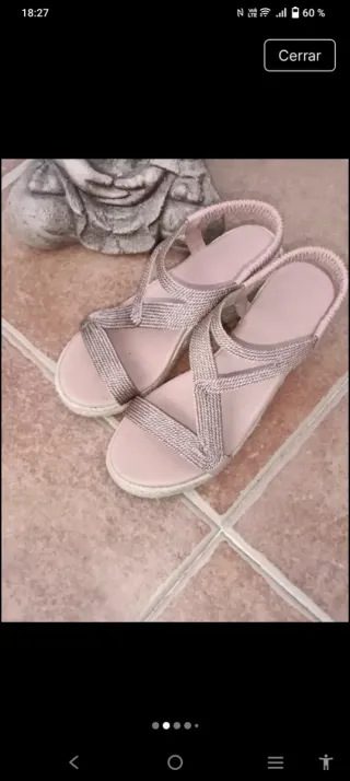 Sandalias cuña rosa talla 38