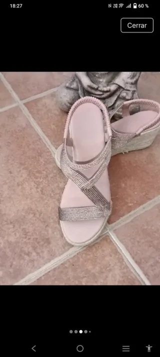 Sandalias cuña rosa talla 38