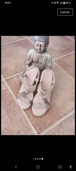 Sandalias cuña rosa talla 38