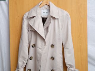 Gabardina Zara Basic Talla S Beige