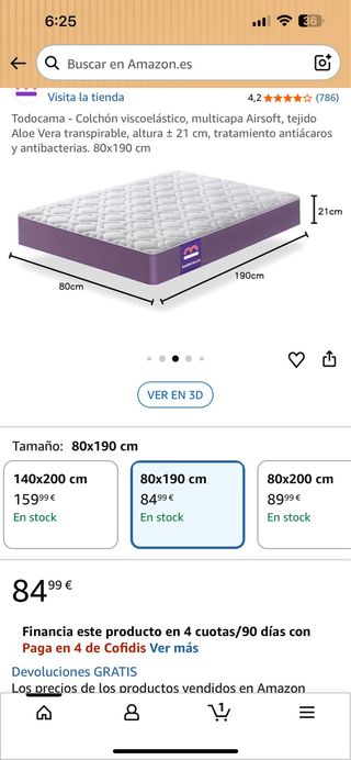 Todocama - Colchón viscoelástico, multicapa Ku
