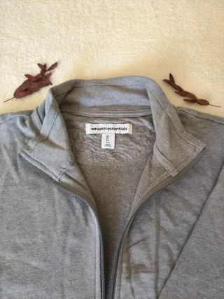 Sudadera Amazon Essentials Gris Cremallera Talla L