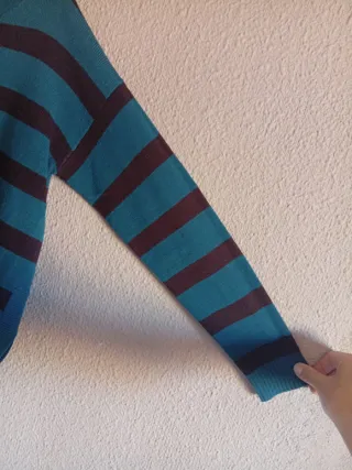 Jersey rayas turquesa y negro fino