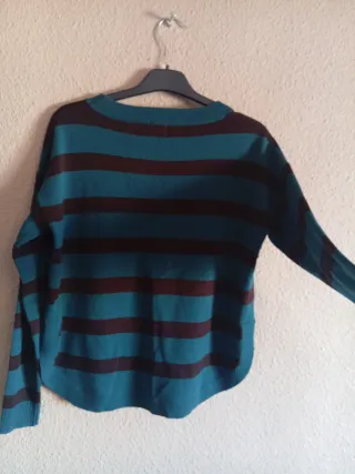 Jersey rayas turquesa y negro fino