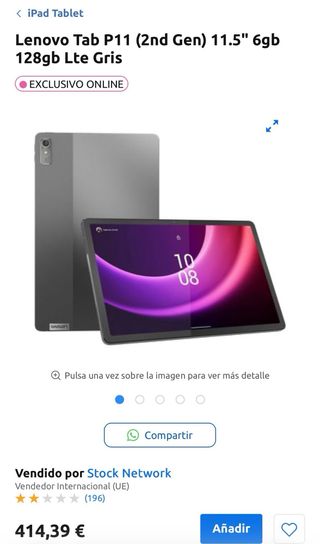 Lenovo Tab P11 2ª Gen 6GB RAM Gris