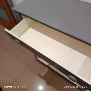 Mueble auxiliar madera beige y gris