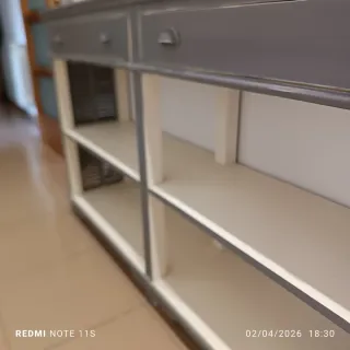 Mueble auxiliar madera beige y gris