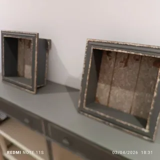 Mueble auxiliar madera beige y gris