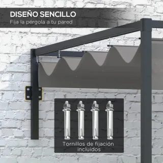 Pérgola de pared 297x211x220 cm