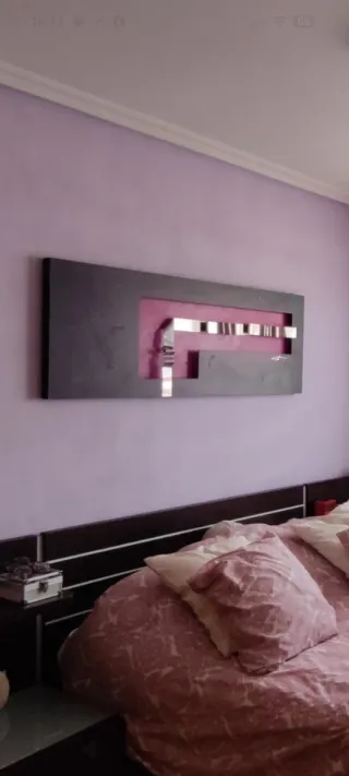 Quadri Moderni in Metallo e Legno Arancione e Viola