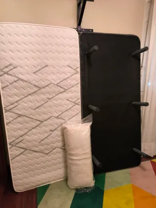 Cama individual 90 + somier + almohada