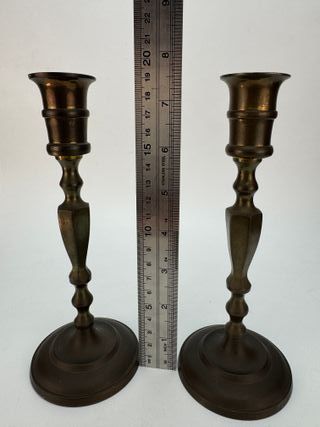 2 Candelabri in Ottone Antico Anni 20-40