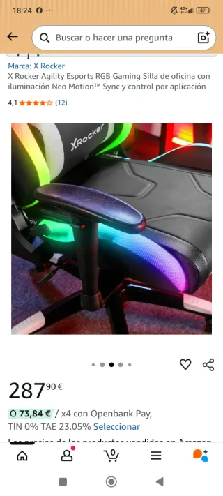 Silla Gamer X Rocker Opal RGB NUEVA A ESTRENAR!