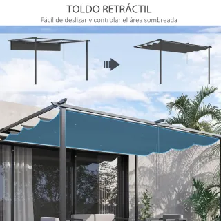 Pérgola Exterior Techo Retráctil Negra