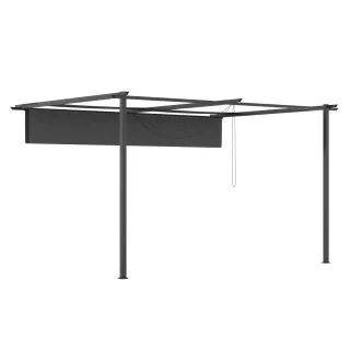 Pérgola Exterior Techo Retráctil Negra