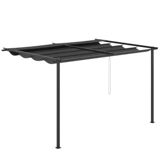 Pérgola Exterior Techo Retráctil Negra