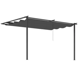 Pérgola Exterior Techo Retráctil Negra