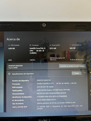 PORTATIL DELL | 500GB SSD NUEVO | BATERÍA 100%