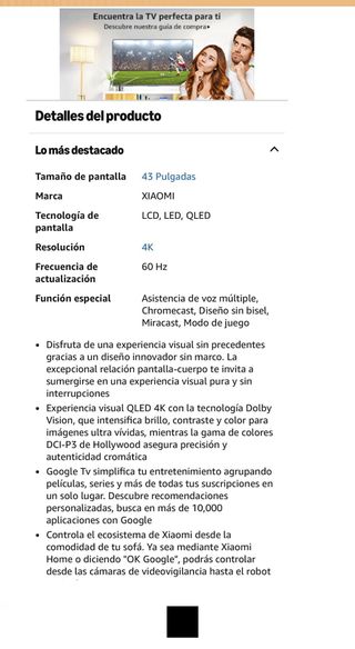 TV Xiaomi 43 A PRO, QLED 4K (menos de 6 meses)