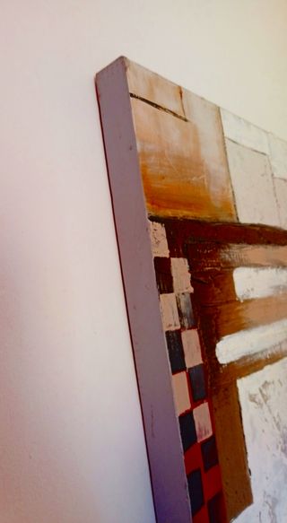 Cuadro abstracto moderno beige y rojo