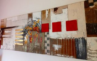 Cuadro abstracto moderno beige y rojo