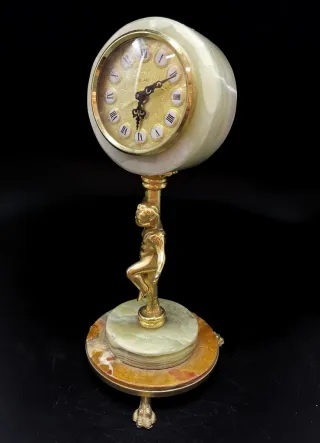 Reloj de mármol y bronce mecánico Italiano