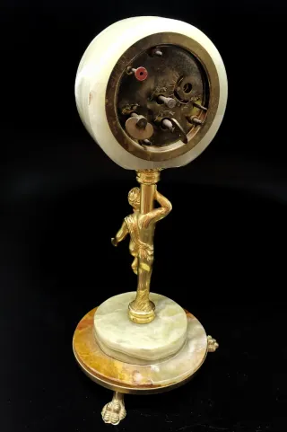 Reloj de mármol y bronce mecánico Italiano