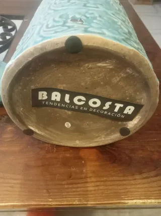 Jarrón Cerámica Balcosta Tallado Turquesa